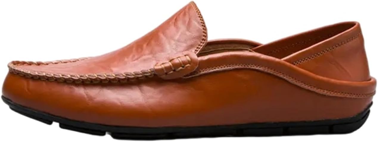 SywzX&xfybz Men's Premium Genuine Leather Casual Slip on Loafers Breathable Driving Shoes Fashion Slipper