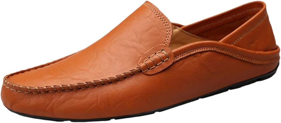 SywzX&xfybz Men's Premium Genuine Leather Casual Slip on Loafers Breathable Driving Shoes Fashion Slipper