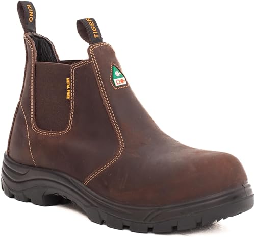Tiger King Jasper Men’s Premium CSA Approved Chelsea Safety Boots: Composite Toe, Slip, Heat and Puncture Resistant with Electrical Hazard Protection