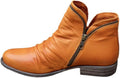 Women's Block Heel Western Ankle Boots – Wrinkled Retro Pointed Toe Cowboy Booties with Side Zipper
