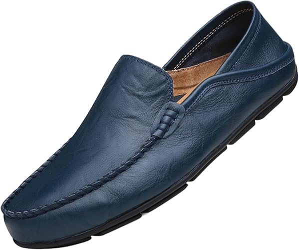 SywzX&xfybz Men's Premium Genuine Leather Casual Slip on Loafers Breathable Driving Shoes Fashion Slipper