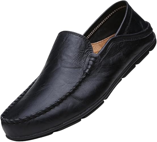 SywzX&xfybz Men's Premium Genuine Leather Casual Slip on Loafers Breathable Driving Shoes Fashion Slipper