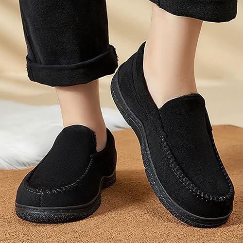Men's Fleece Lined Winter Snow Boots – Warm Low Heel Casual Booties with Soft Thick Sole