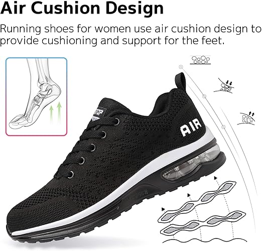 GoodValue Womens Running Shoes Lightweight Air Cushion Walking Shoes Tennis Shoes for Women Fashion Breathable Mesh Upper Sneakers Workout Casual Gym Jogging Non Slip Ladies Sport Shoes