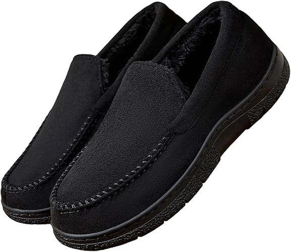 Men's Fleece Lined Winter Snow Boots – Warm Low Heel Casual Booties with Soft Thick Sole
