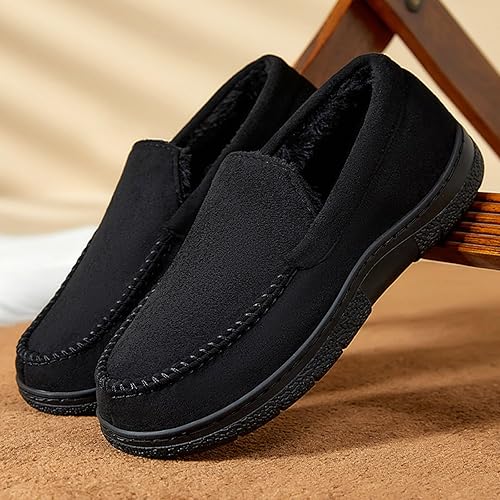 Men's Fleece Lined Winter Snow Boots – Warm Low Heel Casual Booties with Soft Thick Sole