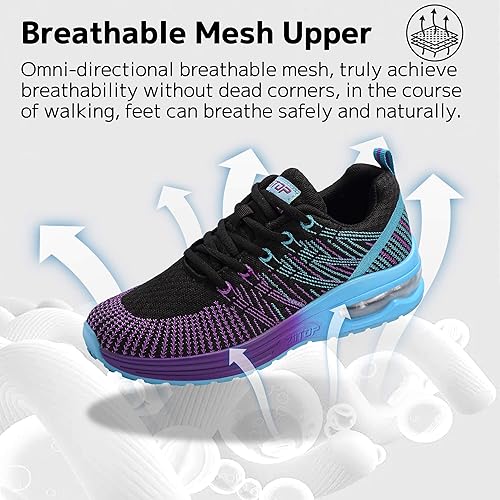 GoodValue Womens Running Shoes Lightweight Air Cushion Walking Shoes Tennis Shoes for Women Fashion Breathable Mesh Upper Sneakers Workout Casual Gym Jogging Non Slip Ladies Sport Shoes