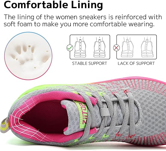 GoodValue Womens Running Shoes Lightweight Air Cushion Walking Shoes Tennis Shoes for Women Fashion Breathable Mesh Upper Sneakers Workout Casual Gym Jogging Non Slip Ladies Sport Shoes